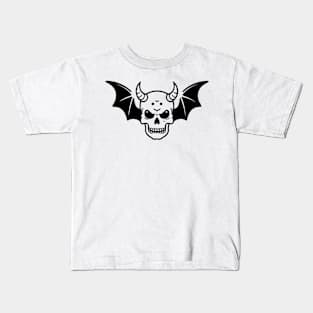 Skull with Horns and Wings Kids T-Shirt